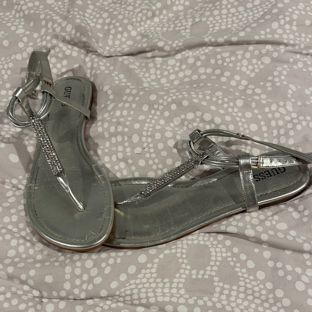 Guess Metallic Silver Women's Sandals